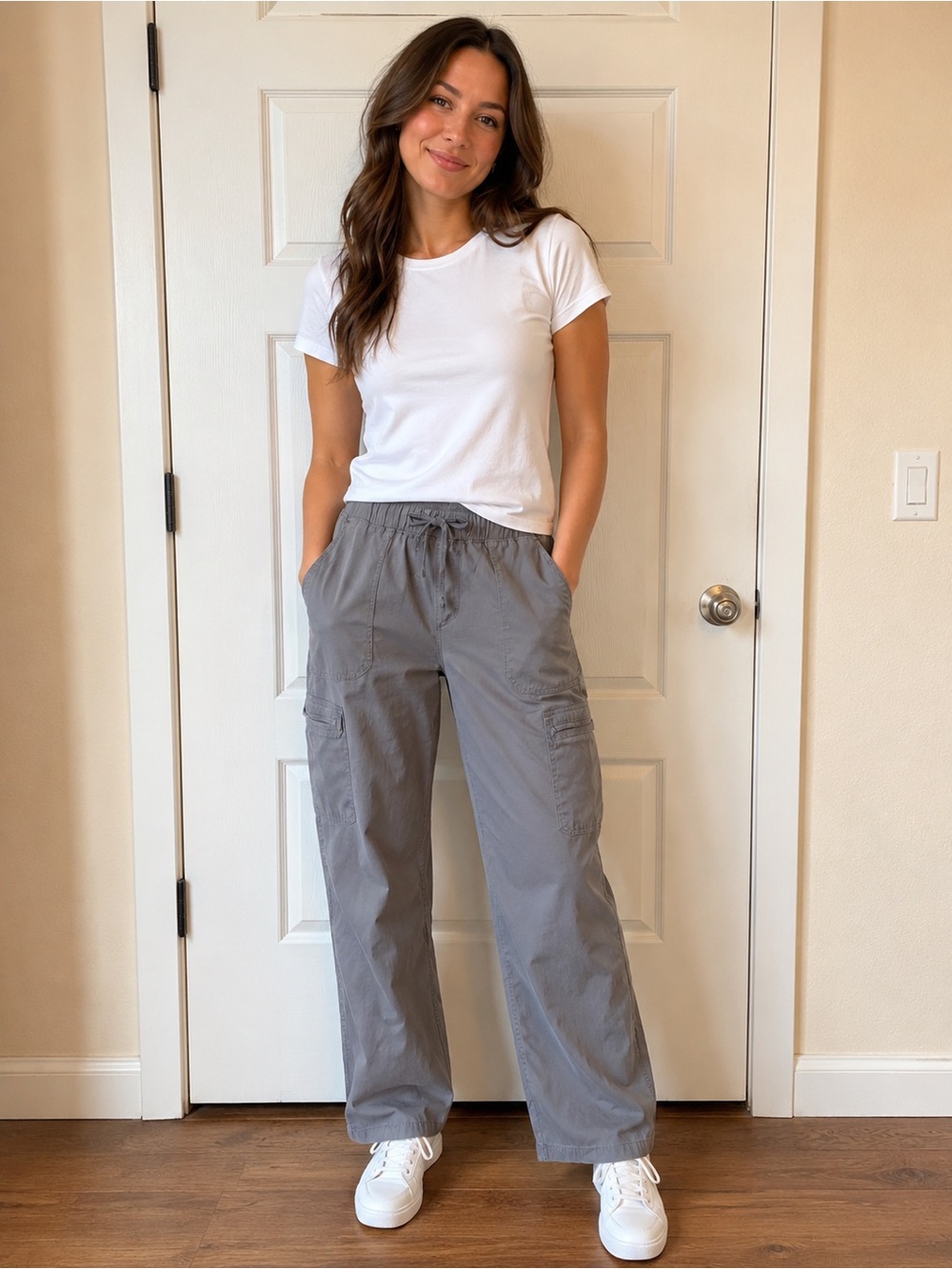 Buffalo David Bitton Gray Wide-Leg Utility Cargo Pants